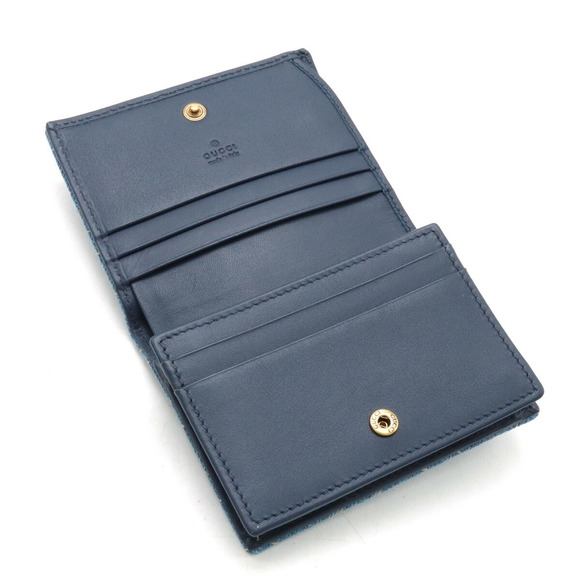 Gucci GG Marmont Denim Leather Bifold Wallet Light Blue - Picture 4 of 8